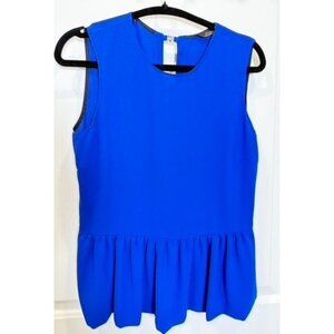 Zara Woman Sleeveless Peplum Top M | Royal Blue Polished Blouse,‎ Businesscore